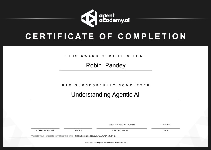 Understanding Agentic AI Certificate 2026
