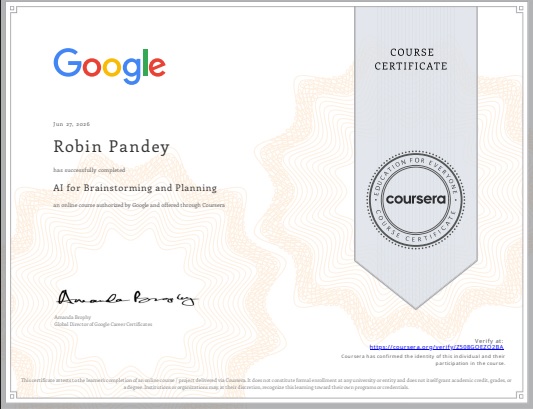 AI for Brainstorming and Planning Certificate 2026