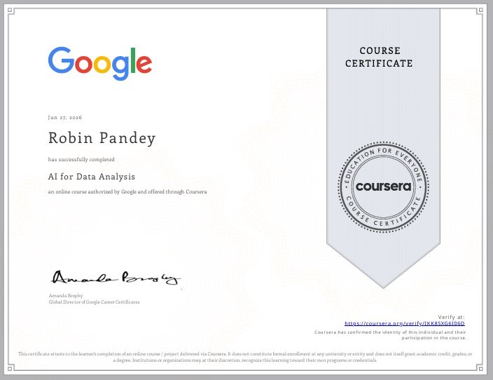 AI for Data Analysis Certificate 2026
